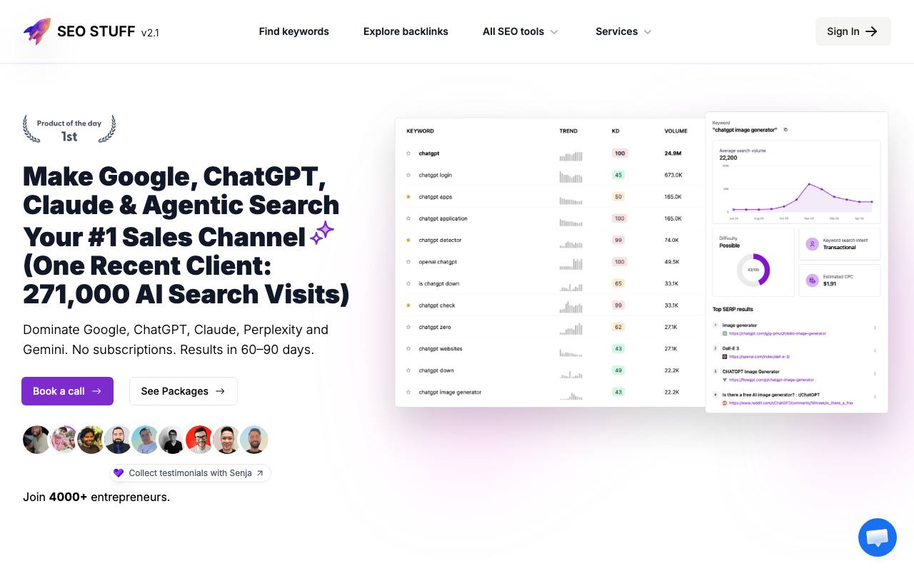 Screenshot of the SEO Stuff homepage