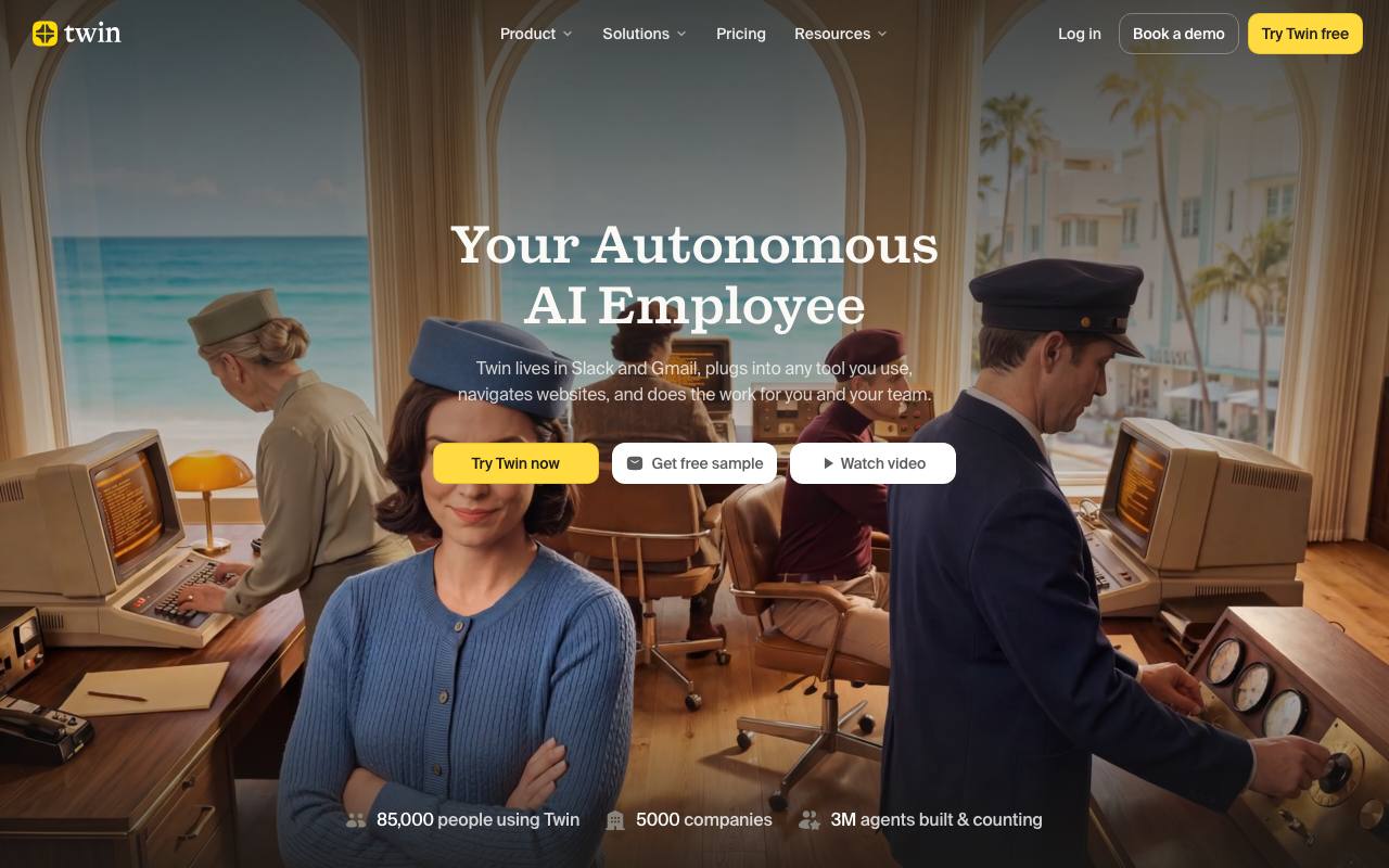 Screenshot of the Twin homepage