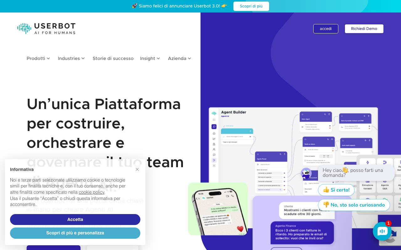 Screenshot of the Userbot.ai homepage